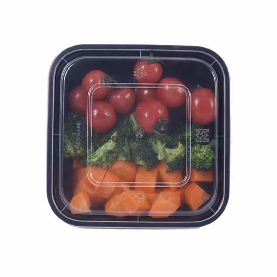 Disposable Transparent Fruit Boxes Plastic Lunch Box with 3 Compartments Customized PP Industrial Packaging Printing