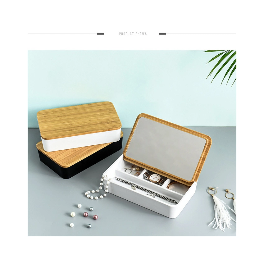 Makeup Organizer with Mirror Boxes Food Cosmetic LED Lunch Bento Glass Jewelry Cosmetics Big Eco Friendly Bathroom Storage Box