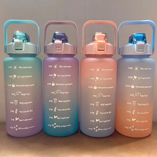 Gradient Color Frosted 1300ml Water Bottle Large-Capacity Sports Plastic Cup