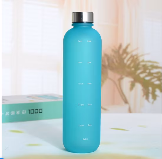 타임 마커 밀짚이 포함된 맞춤형 32온스 누출 방지 Tritan BPA 무료 스포츠 동기 부여 물병